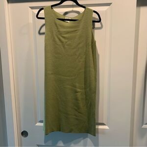 Eileen fisher celery green tank sweater dress size m 100% wool